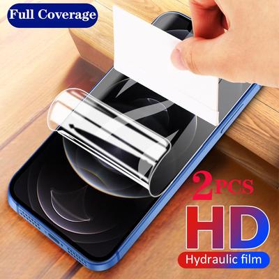 2PCS HD Hydrogel Film für iPhone Samsung Huawei Honor Xiaomi Redmi OPPO Realme Vivo OnePlus Telefon Displayschutzfolie Weiche Volle Abdeckung