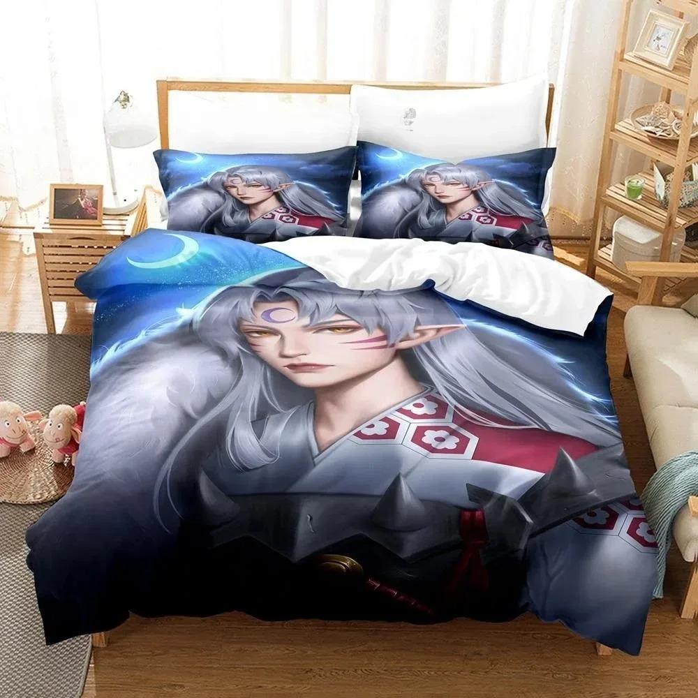 New Fashion Inuyasha Bedding Set Single Twin Full Queen King Size Bed Set Adult Kid Bedroom 3D Anime Bed Sheets and Pillowcases
