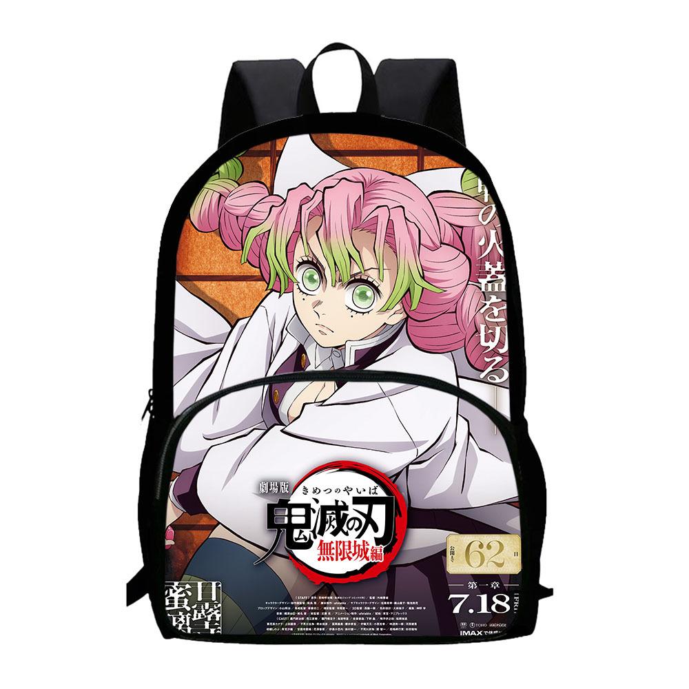 Japonské kreslené komiksy Demon Slayer: Kimetsu no Yaiba - Oblouk Nekonečného hradu Dětský batoh Velkokapacitní batoh s kapsou na zip 0015