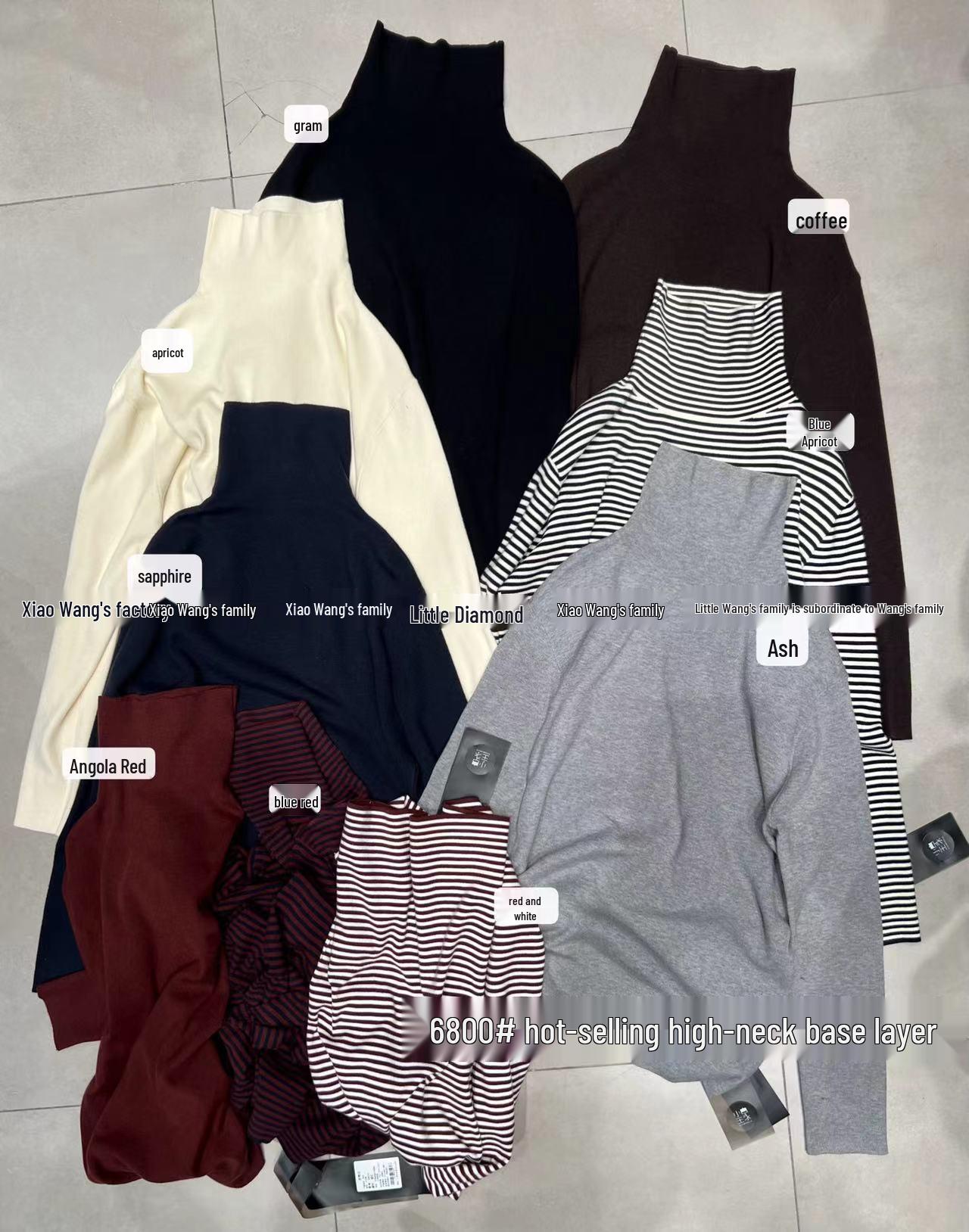 

Зимний трикотажный топ Xiao Wang 6800 в корейском свободном стиле, больших размеров, с высоким воротником, облегающий Red-White