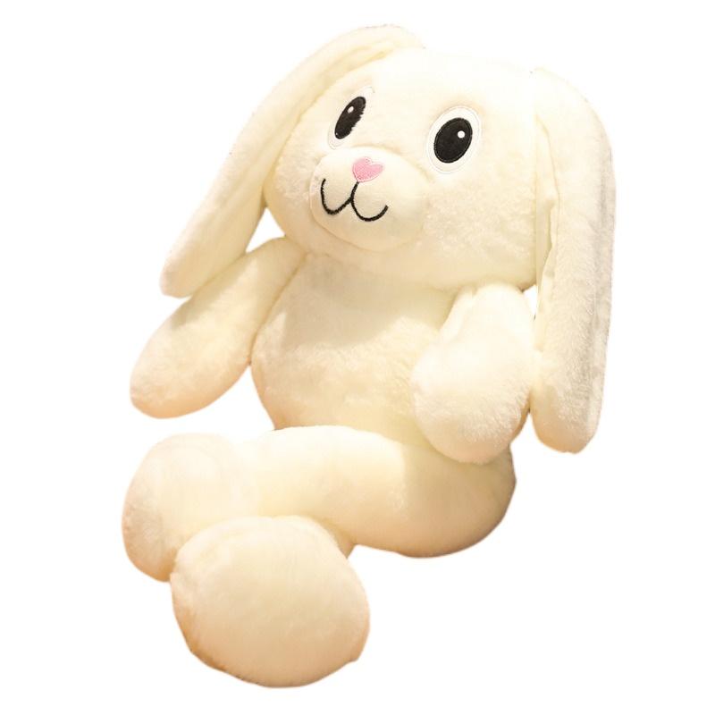Adorable Pink And White Stuffed Bunny Toy For Girls Plush Rabbit Doll With Long Ears