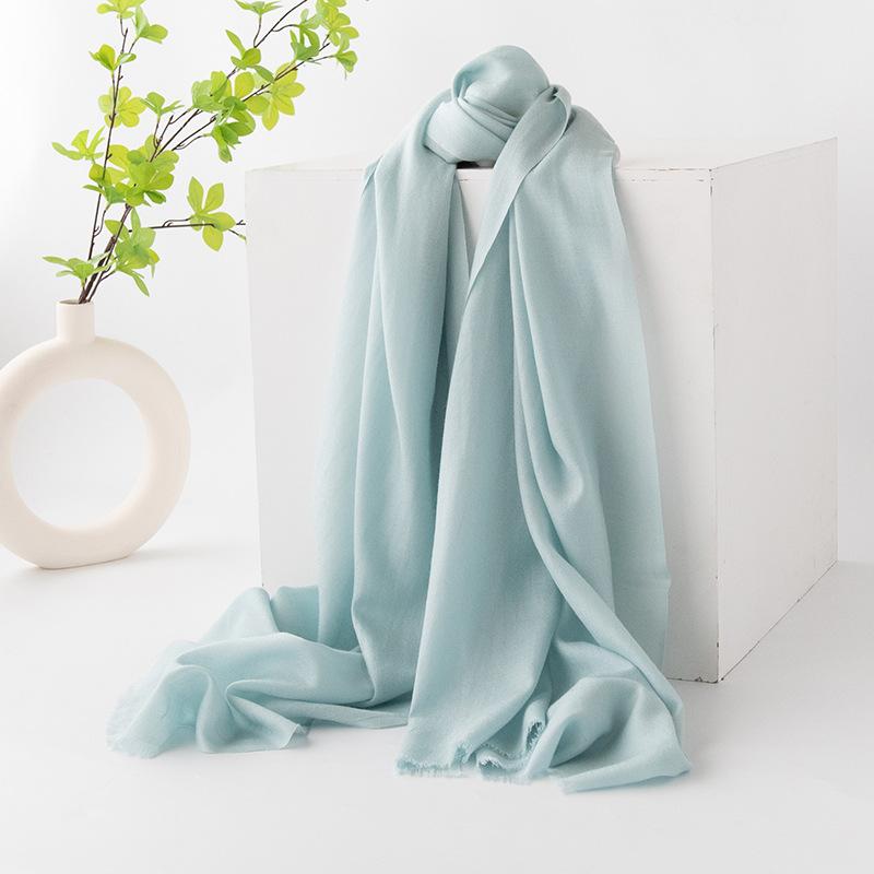 Solid Color Wool Scarf Women's Soft Four Season New Cashmere Scarf Warm Scarf Dual-use Tassel Shawl