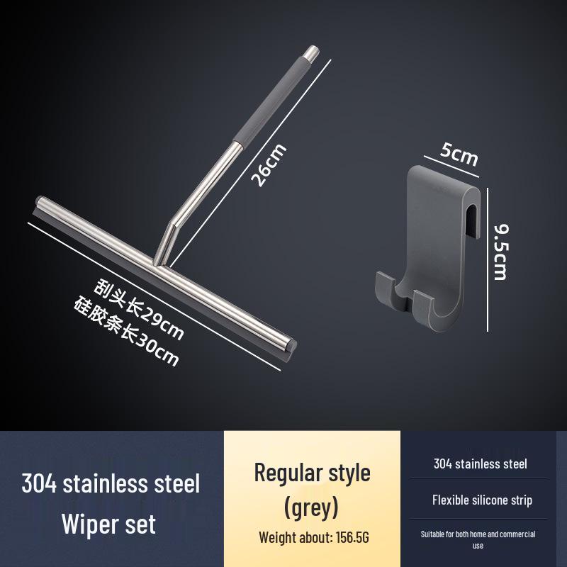 Stainless Steel Silicone Window Squeegee - Ideal for Cleaning Glass in Bathrooms, Restaurants, and Hotels.