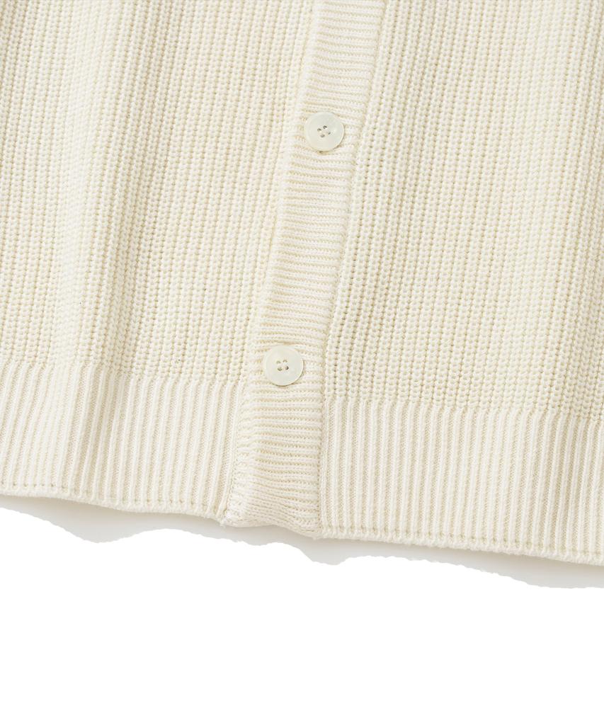 Knitted [Knitted X Fashion Planet] Cotton Waffle Round Cardigan Cream