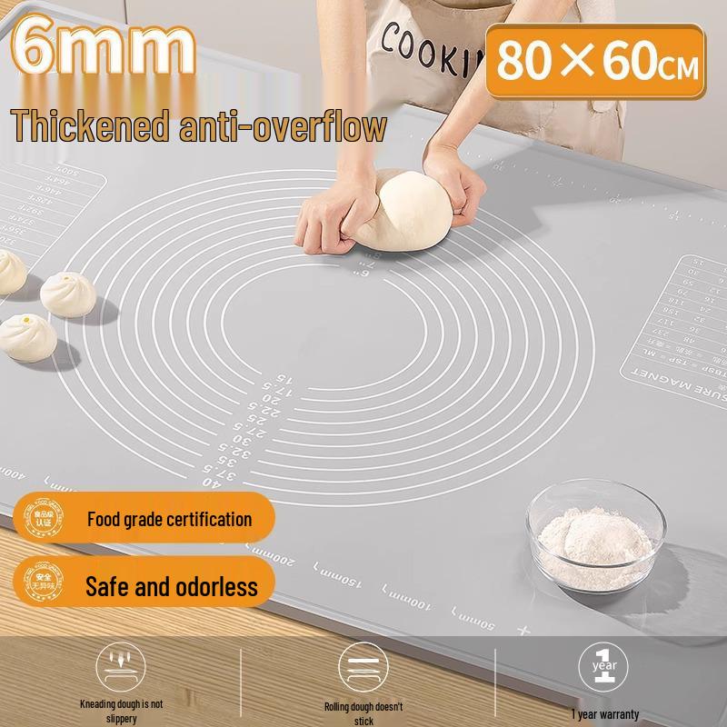 Food Grade Thickened Silicone Kneading and Rolling Mat, Non-Slip Cutting Board for Dumplings and Dough.