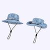 Unisex rybářská čepice Extra široký okraj Nastavitelný střih Turistický klobouk Bucket Větruodolná přezka Vypraný denim Venkovní cestování Ochrana proti UV