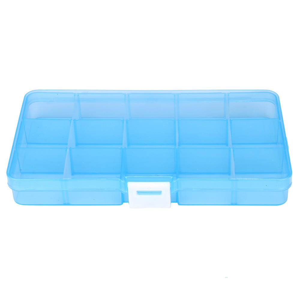 Plastic 15 Slots Adjustable Jewelry Storage Box Case Craft Organizer Bead