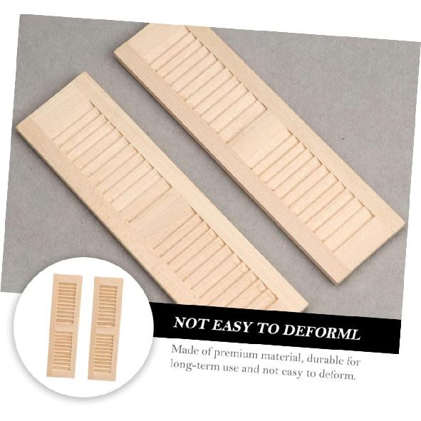 6 Pcs Miniature Wooden Doll Shutters, Wear-Resistant Synthetic Material, Khaki, 4.52x1.25x0.47 Inch, Dollhouse Decoration Accessories for 1:12 Scale