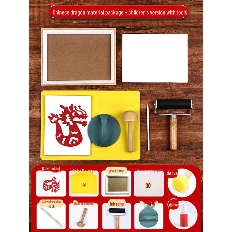 New Year Picture DIY Woodblock Printing Set: Non-Legacy Handmade Template Kit for New Year's Day Activities.