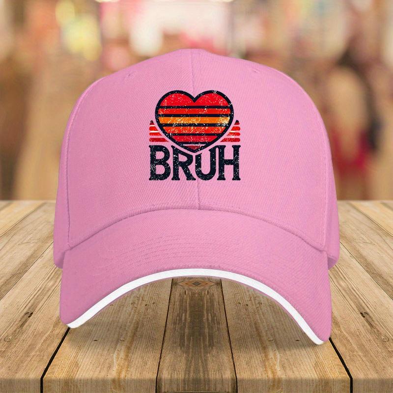 BRUH Heart Retro Sunset Graphic Baseball Cap Polyester Adjustable Casual Streetwear Unisex Adult Hat