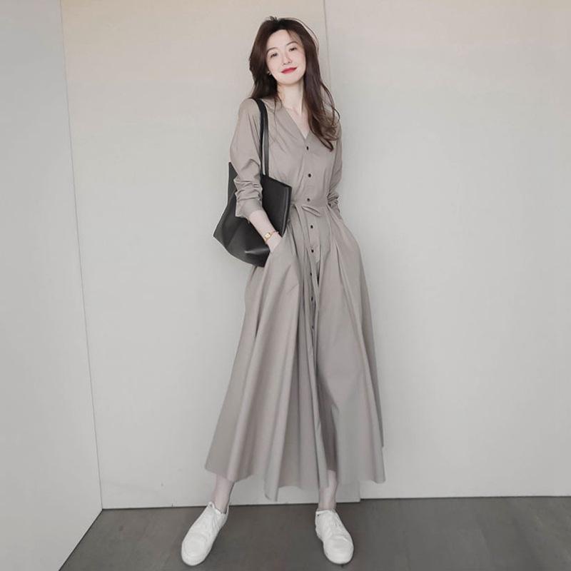 Elegant Retro Long Skirt - Autumn French Tea Break Dress