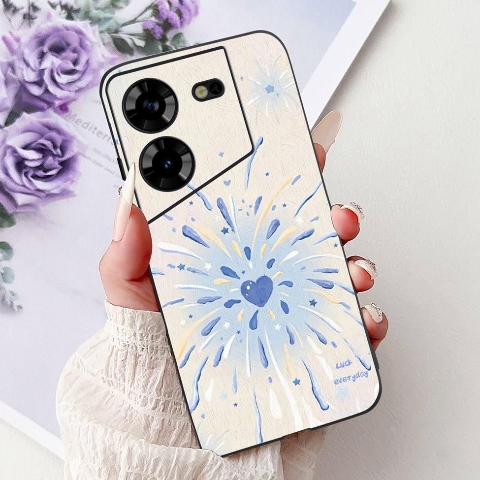 Cover For Tecno Pova 5 Case LH7n Silicone Cute Cat Fashion Flowers Luxury Painted Casing For Techno Pova 5 Phone Case Bumper
