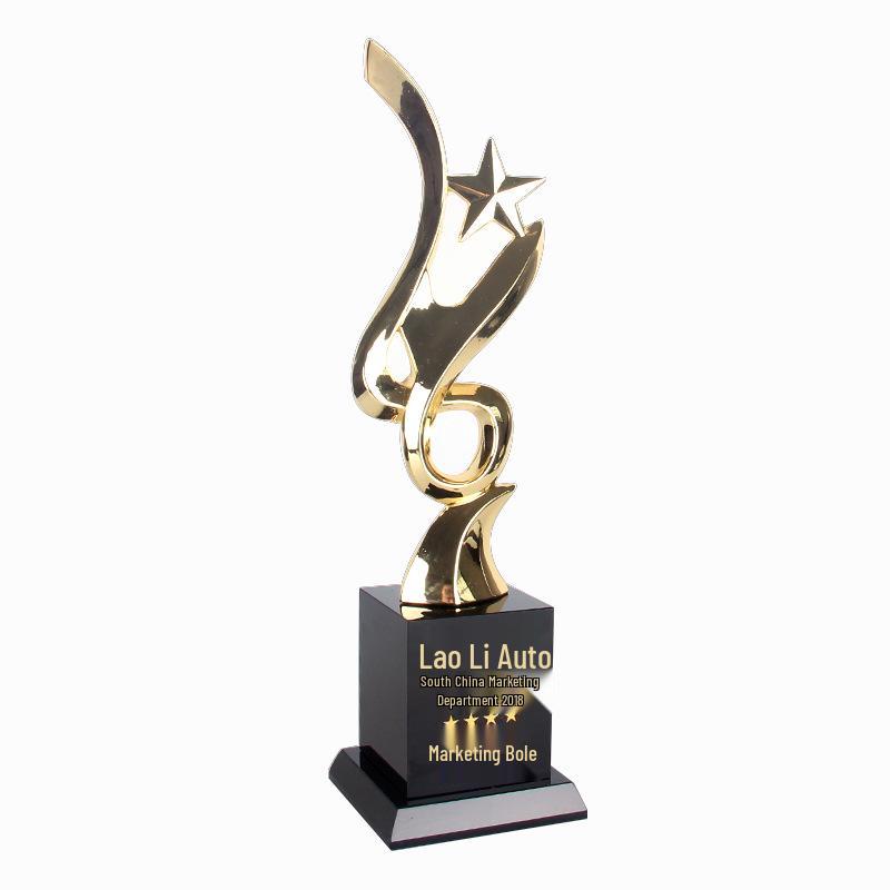 Custom Metal Eight-Pointed Star Crystal Trophy for Insurance Company Employees