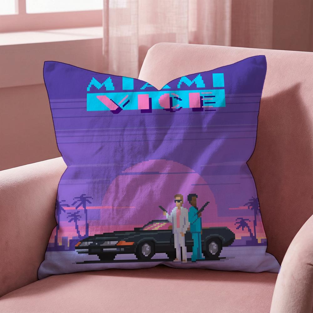 M-Miami Vice Movie Cushion Cover Multi-Scene Pillow Cover for Home & Car - Reversible, Soft & Durable for Daily Use