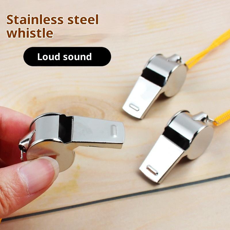 2Pcs Stainless Steel Whistle With Lanyard Outdoor Sports Whistle Super Loud Emergency Survival Whistle