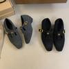 Xiaoxiangfeng camellia Mary Jane shoes thick heel fluffy shoes velvet T-button single shoes