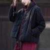 Johnature Women Chinese Style Parkas Solid Color Stand Long Sleeve Winter Coats Button Plus Cotton Warm Parkas