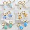 1Pair Trendy Colorful Ceramic Sea Star Fish Turtle Stainless Steel Earrings Charms For Women Jewelry Holiday Beach Jewelry Gifts