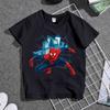 Summer Marvel Spider Unisex Cartoon Printed Tshirt Handsome Childrens Wear Pure Cotton Round Neck Personalized Parent Child Wear
