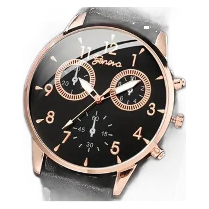 Men's Canvas Quartz Watch & PU Bracelet Set with Single Calendar & Faux Three-Eye Design