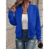 Women Solid Color Zipper Round Neck Long Sleeve Loose Casual Jacket Outerwear