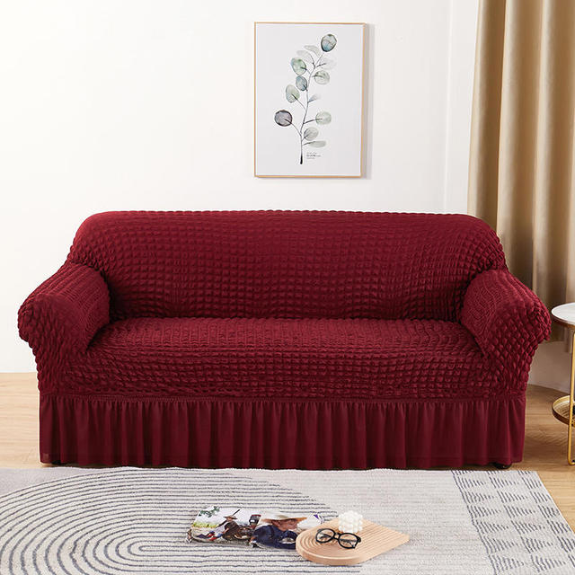 Seersucker Sofa Slipcover High Stretch Couch Cover Thick Corner Sofa Protector Elastic Corner Couch Covers