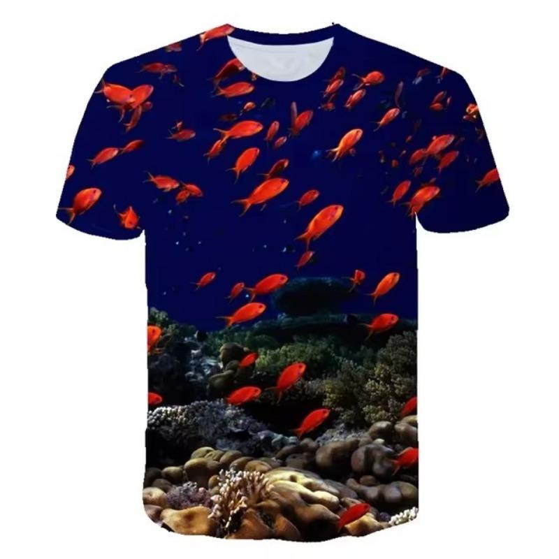 Women's 3D Printed Underwater Coral Fish T Shirt Funny Animal WoMen T-Shirt Casual Seabed View Streetwear Tshirt Casual Tee Tops