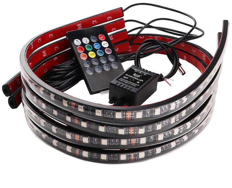 Car Chassis Decorative Sound-Activated Seven-Color Atmosphere Light with Remote and Mobile App Control