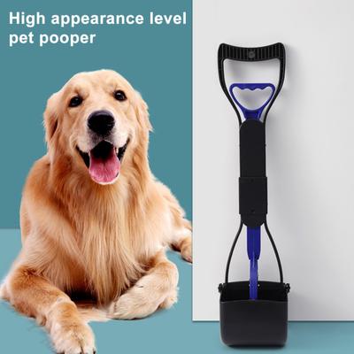 17.7" Dog Pooper Scooper Long Handle Folding Waste Pick Up Tool for Large Medium Small Dogs Heavy Duty Pet Poop Scooper for Lawns Grass Dirt Gravel