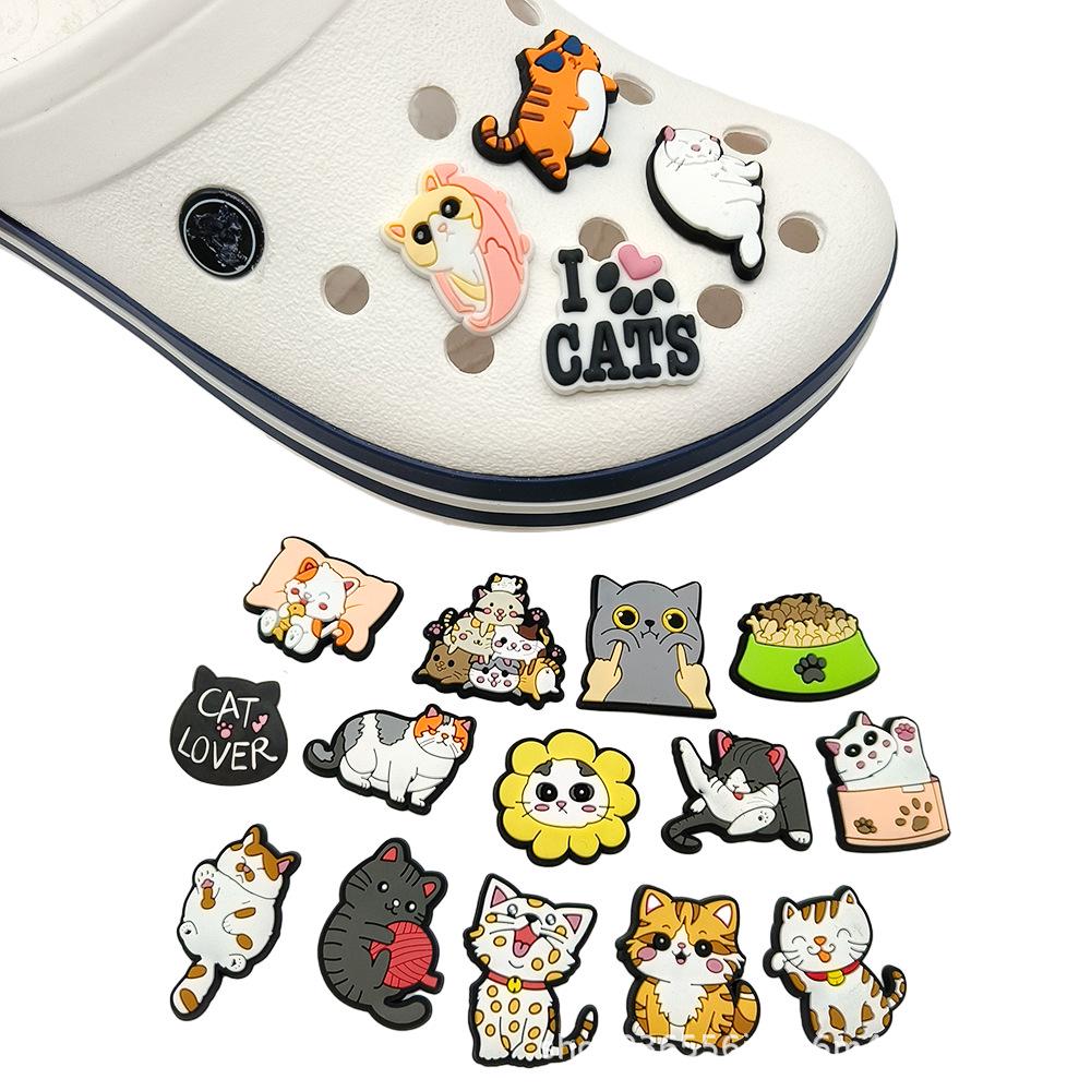 Cute Cartoon Cat Shoe Charms: Soft DIY Accessories for Garden Shoes