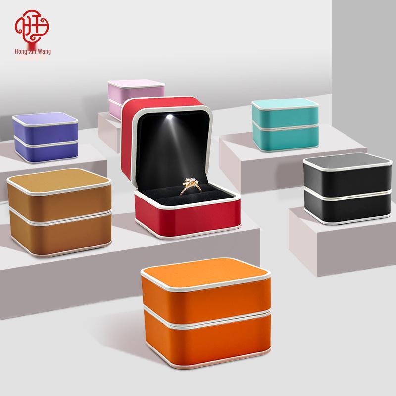 Creative LED Light Jewelry Ring Box with Illuminated Display