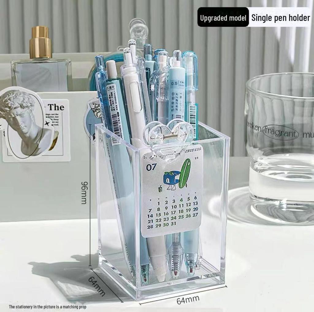 Transparent Acrylic Multi-Functional Pen & Note Holder for Desktops