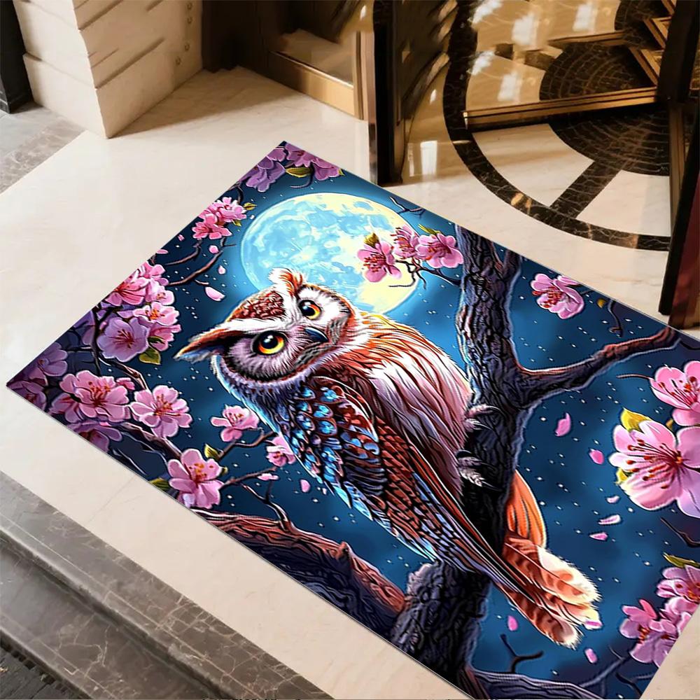 1pc Home Carpet wolf crescent moon non-slip design for bedroom living room office decor gift