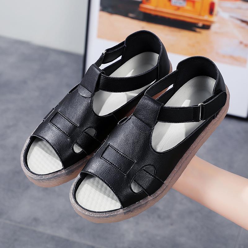 Women's Sandals Summer Essentials Mary Jane Beach Shoes Flats Girl Open Toe Plus Size Casual Soft Walking Beige Sandals Large Size