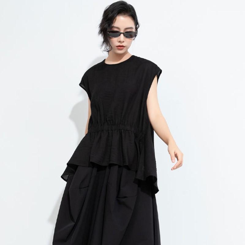 Sleeveless Oversized Black Casual Loose Summer Tee T Shirt Women T-shirt Tops