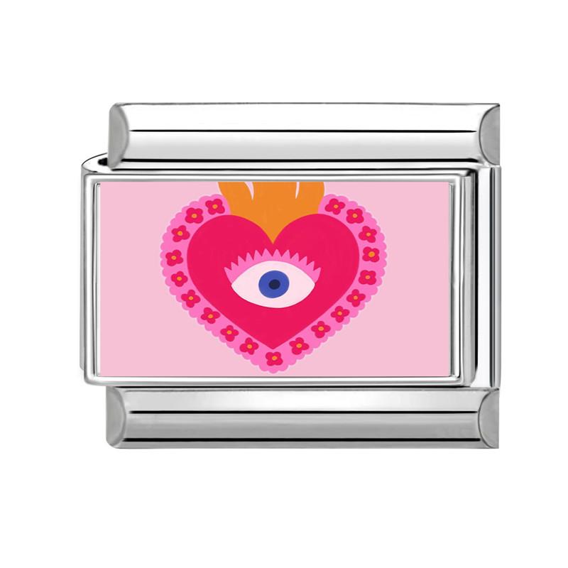 Y2K Pink Series Girls' Eye Rabbit Star Butterfly Cherry Italian Charm Links Fit 9MM Stainless Steel Bracelet DIY Making Jewelry