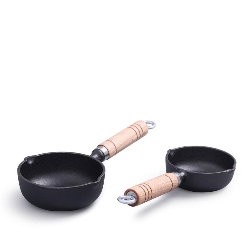 ZISIZ 13cm Cast Iron Frying Pan with Wooden Handle
