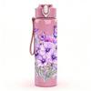 1PC Purple Lavender Bouquet Flower Print 750ml Color Plastic Sports Water Bottle Leakproof Flip Straw Lid Suitable for Sports Office Home Use