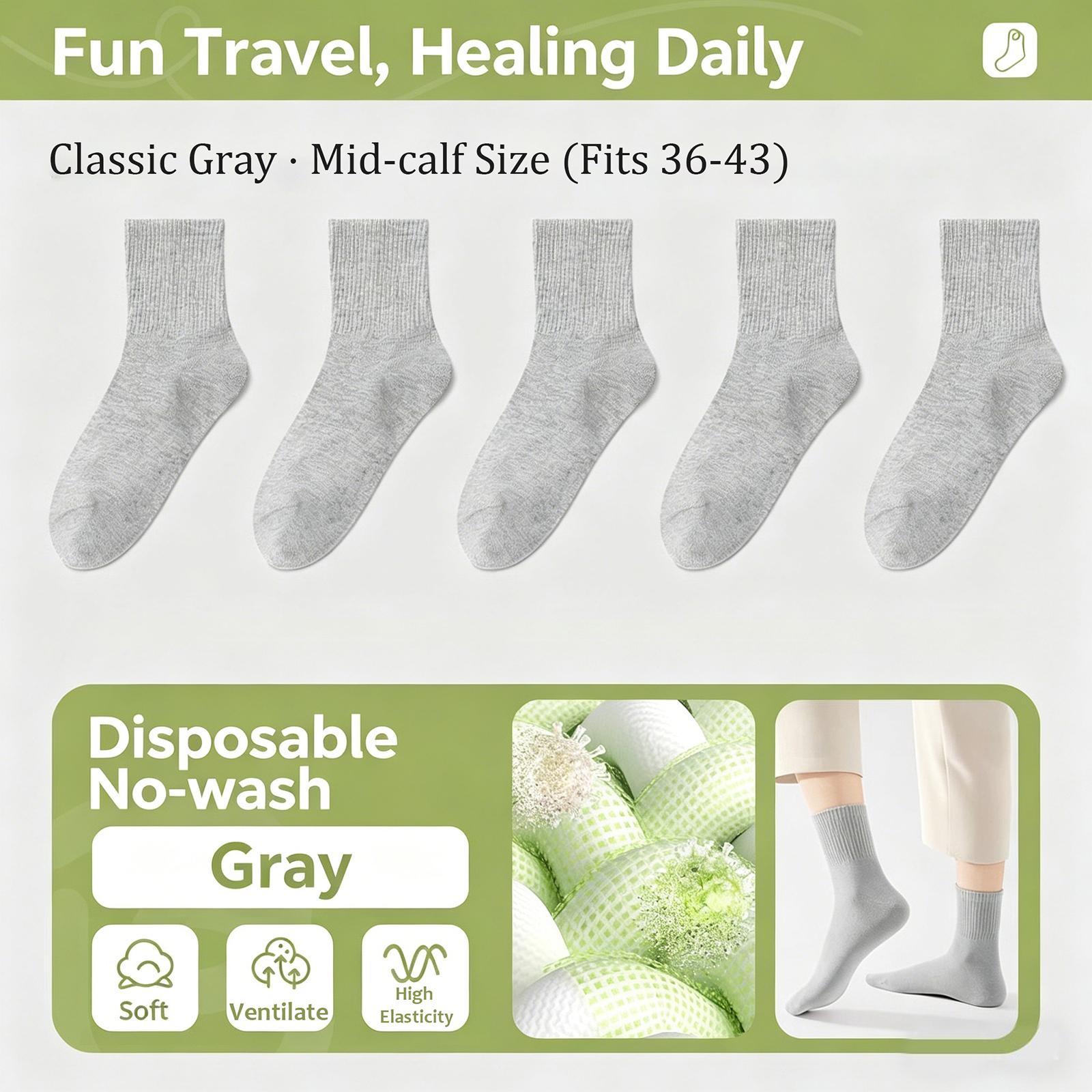 

Disposable Crew Socks Unisex Non Washable Daily Use Socks Pack of 5 Pairs Suitable for Travel Business and Home Use One Size