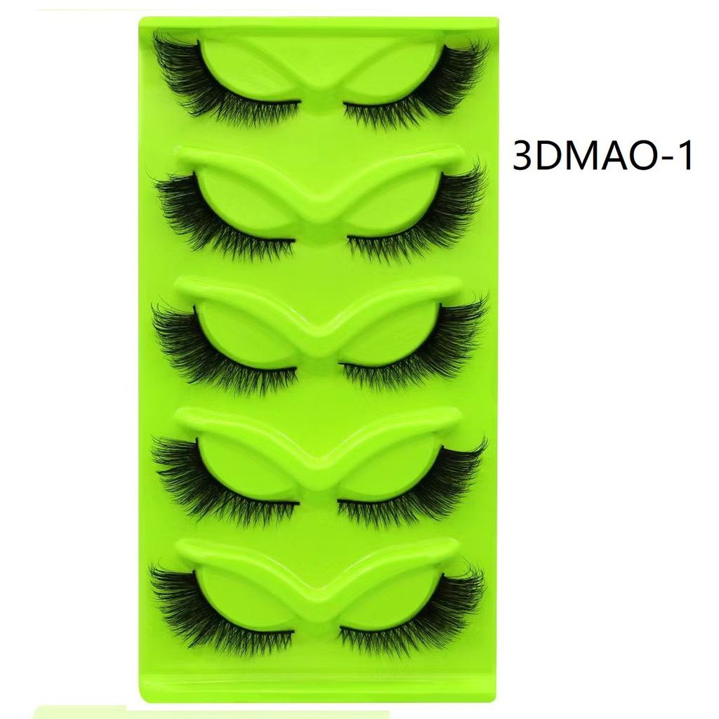 XF 5 Pairs Fox Eye Lashes 3D Silk Fluffy Faux Mink False Cat Eyelashes Custom Packaging Box with Private logo