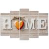 Five Piece Picture Canvas Print Home Heart Orange Beige