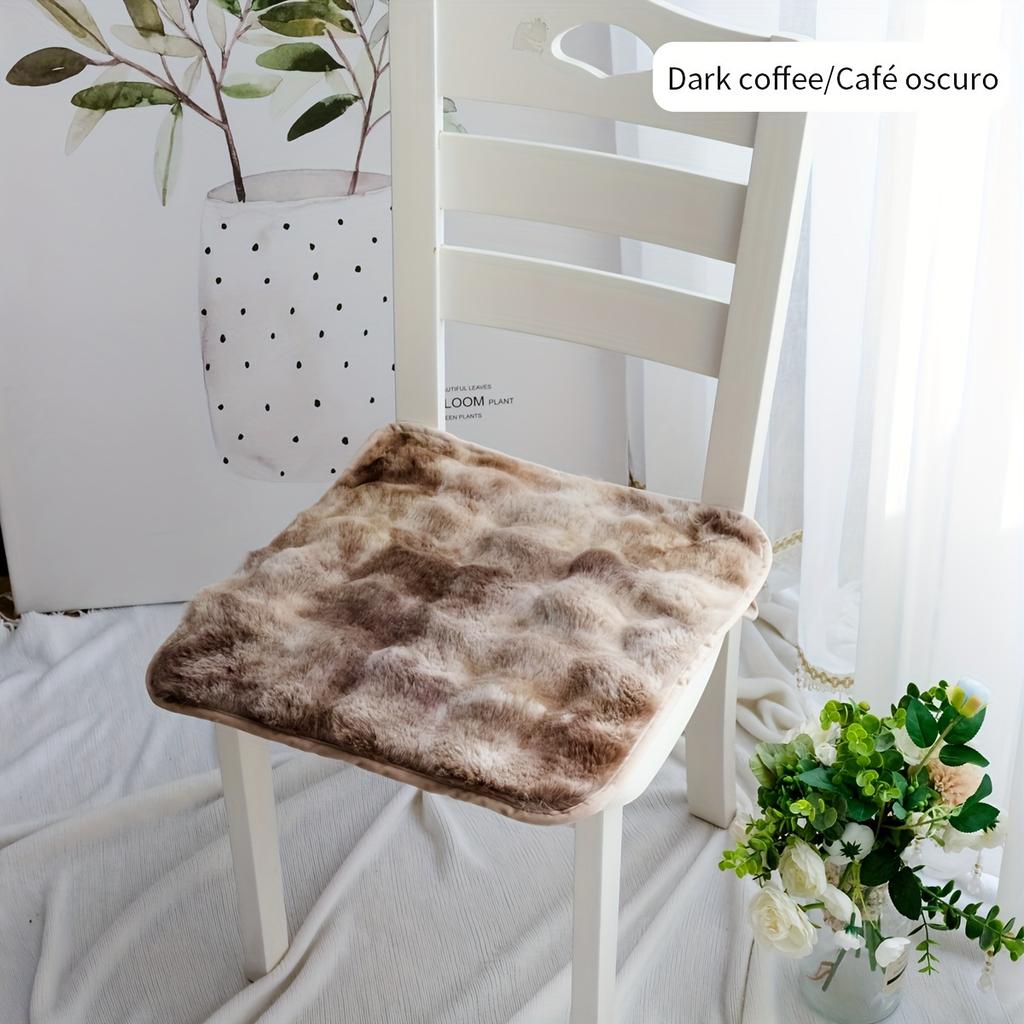 Chair Cushion, Gradient Imitation Rabbit Fur Plush Chair Cushion, Pet Friendly Seat Cushion,Winter Thick Plush Dining Chair Cushion