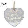 Festive Porch Hanging Ornaments Heart Shaped Christmas Ornaments, Crystal Santa Winter Scene Ornament, Transparent Clear Style Pendants Xmas