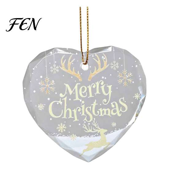 Festive Porch Hanging Ornaments Heart Shaped Christmas Ornaments, Crystal Santa Winter Scene Ornament, Transparent Clear Style Pendants Xmas