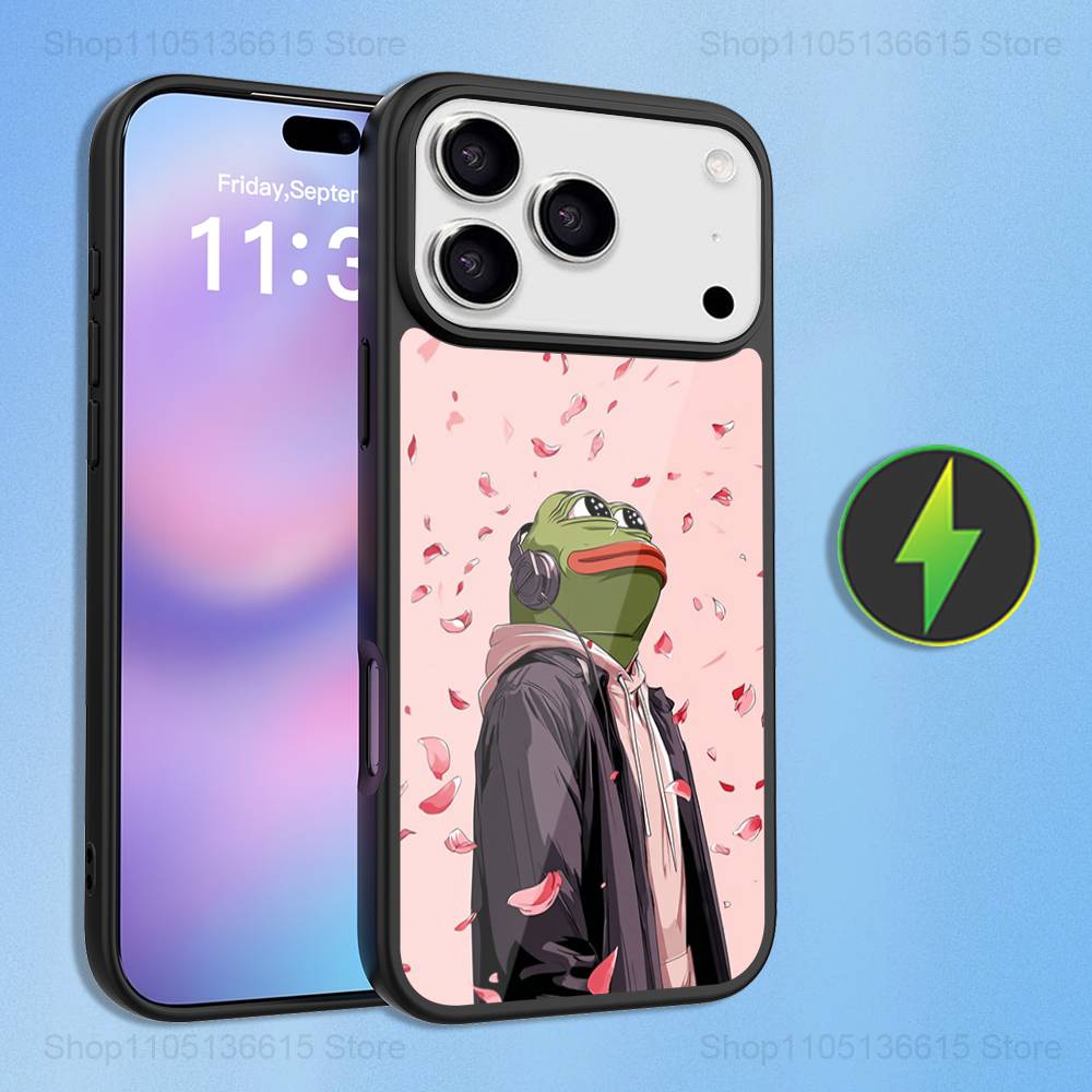 

Funny The P-PEPE Frog Case For iPhone 16,15,17,14,13,12,11,Pro,Max,Plus,Mini,Magsafe,Magnetic Wireless Charging Case iPhone14Plus