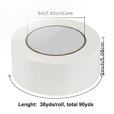 Vysoce odolná bílá lepicí páska, 2 palce x 30 yardů, tloušťka 8,27 mil, silná, flexibilní, nezanechává zbytky, pro opravy, průmyslová