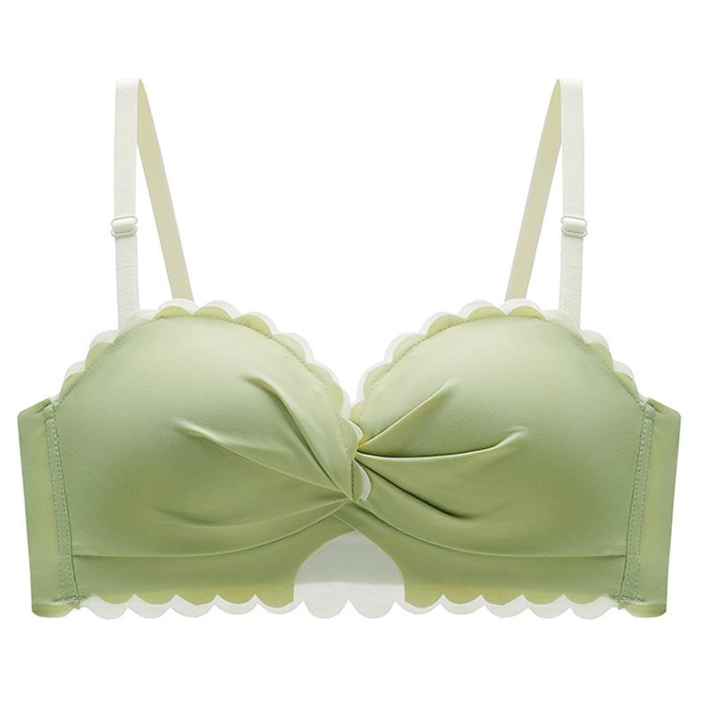No steel ring, thickened, gathered and closed breast adjustment type, anti-sagging thin strapless bra set.