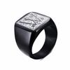 Mens Stamp Ring,Black Stainless Steel Letter Ring Chunky Ring,Rock Punk Jewelry Gift for Him