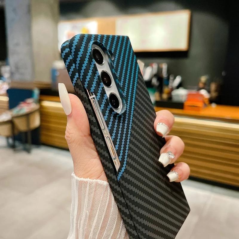 Husă Subțire cu Model din Fibră de Carbon pentru Telefon Samsung Galaxy Z Fold 7 6 5 4 3 Capac Dur din PC