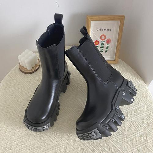 2024 New Women Boots Casual Shoes Leather Ankle Chelsea Boots Ladies Classic Punk Platform High Heels platform boots